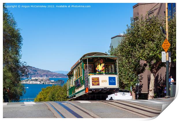 Downhill to Fisherman’s Wharf San Francisco Print by Angus McComiskey