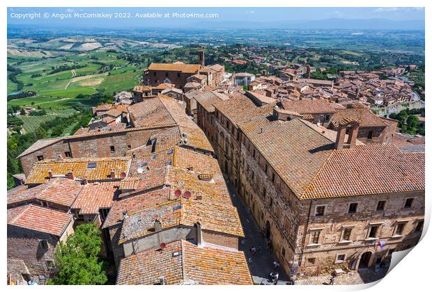 Across the rooftops of Montepulciano, Tuscany Print by Angus McComiskey
