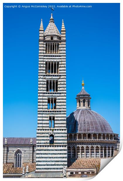 Campanile and Dome of Siena Duomo, Siena, Tuscany Print by Angus McComiskey