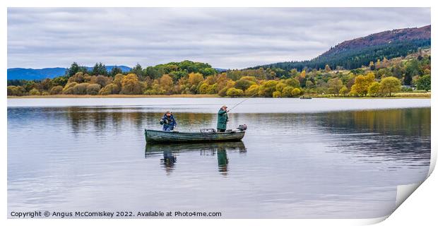 Trout fishing on Lake of Menteith Print by Angus McComiskey