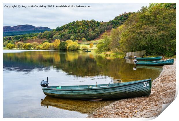 Beached boats on Lake of Menteith Print by Angus McComiskey