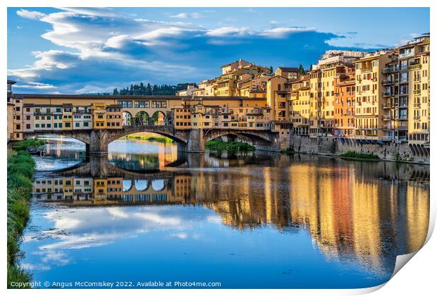 Ponte Vecchio at sunrise, Florence, Tuscany Print by Angus McComiskey