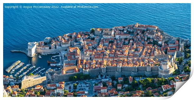 Old walled city of Dubrovnik in Croatia panorama Print by Angus McComiskey