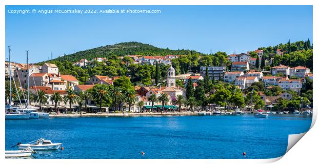 Panoramic view of seafront at Cavtat in Croatia Print by Angus McComiskey