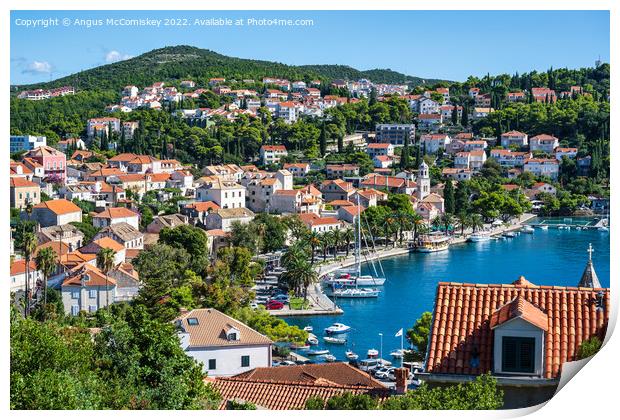 Looking down on Cavtat harbour in Croatia Print by Angus McComiskey