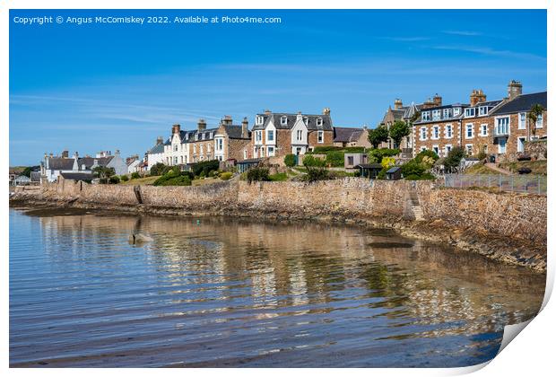 Houses on the seafront at Elie, East Neuk of Fife Print by Angus McComiskey