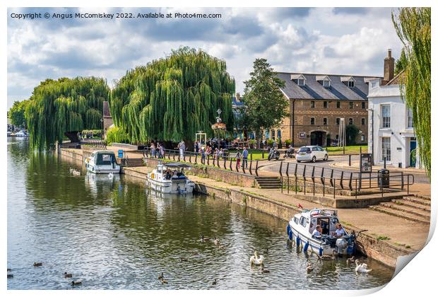 Boats on the River Great Ouse at Ely Print by Angus McComiskey