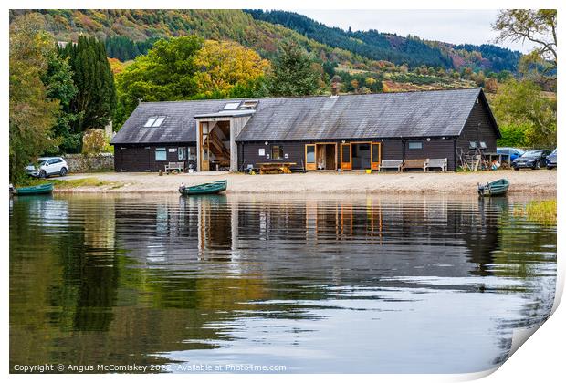 Lake of Menteith Fisheries cabin, Port of Menteith Print by Angus McComiskey