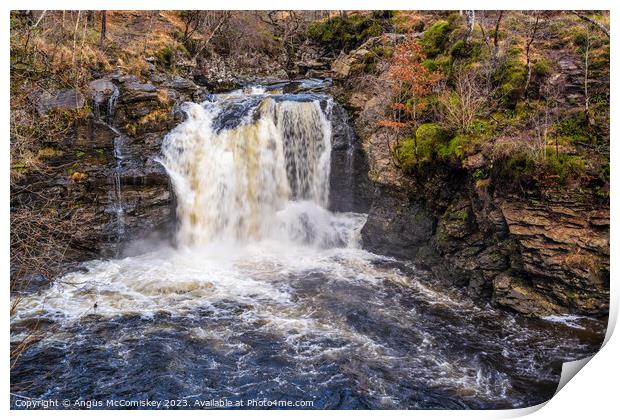 Falls of Falloch in winter Print by Angus McComiskey
