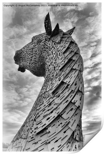 Kelpie standing proud black and white Print by Angus McComiskey