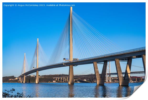 Queensferry Crossing low winter sun Print by Angus McComiskey