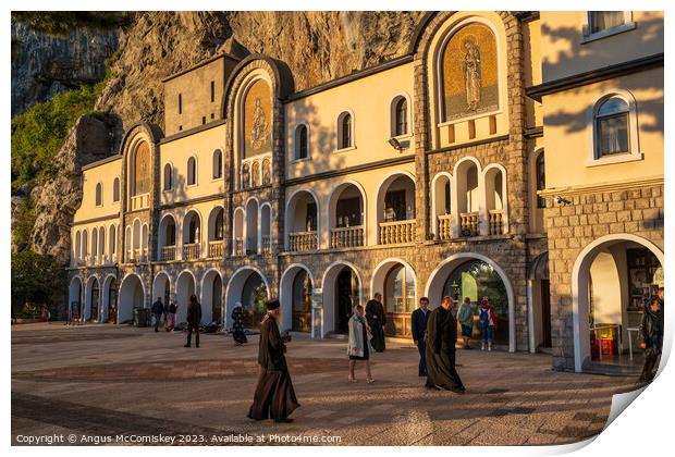 Ostrog Monastery in Montenegro at golden hour Print by Angus McComiskey