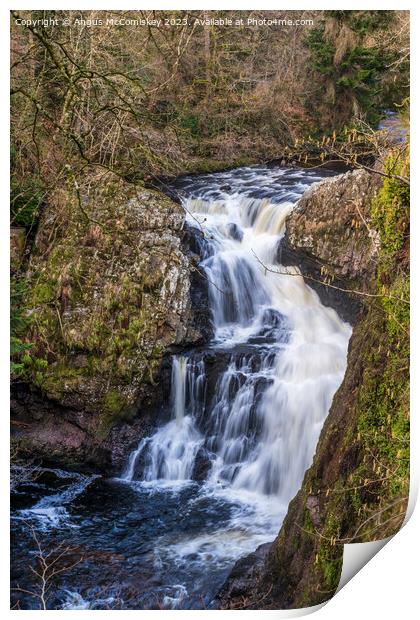 Reekie Linn waterfall on River Isla in Scotland Print by Angus McComiskey