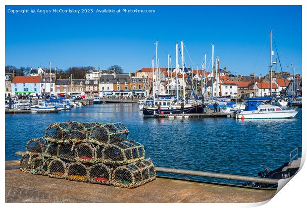 Creels on quayside of Anstruther harbour Print by Angus McComiskey