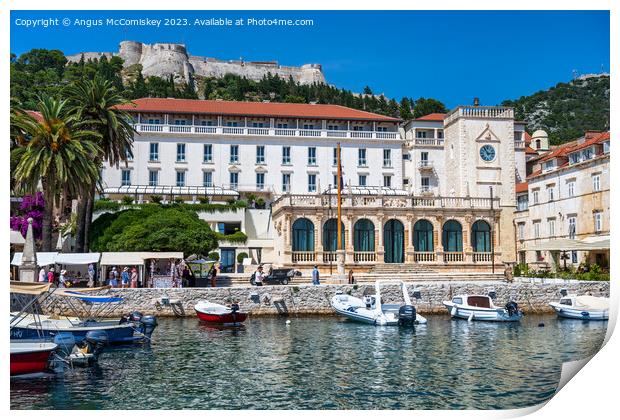 Venetian Loggia and Clock Tower Hvar town, Croatia Print by Angus McComiskey