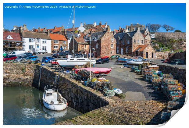 Lobster pots on quayside of Crail harbour, Fife Print by Angus McComiskey