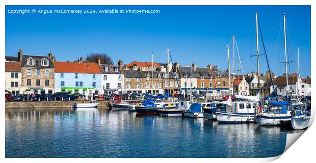 Panoramic view of boats in Anstruther harbour Fife Print by Angus McComiskey