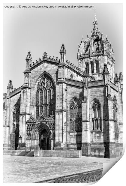 St Giles Cathedral Edinburgh (black and white) Print by Angus McComiskey