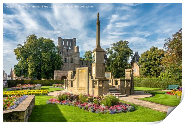War Memorial and Kelso Abbey, Scottish Borders Print by Angus McComiskey