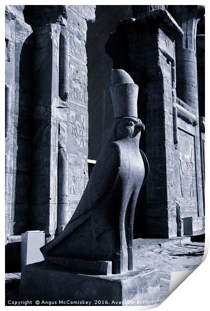 Granite statue of Horus at Edfu, Upper Egypt Print by Angus McComiskey