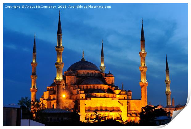 Blue Mosque at twilight Print by Angus McComiskey