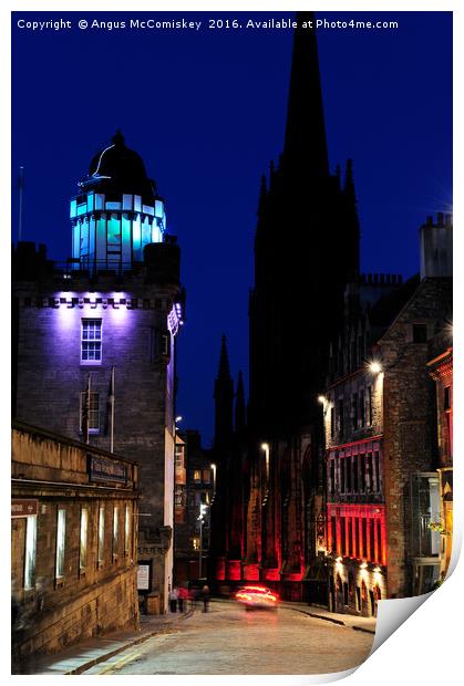 Edinburgh Royal Mile and Camera Obscura at night Print by Angus McComiskey