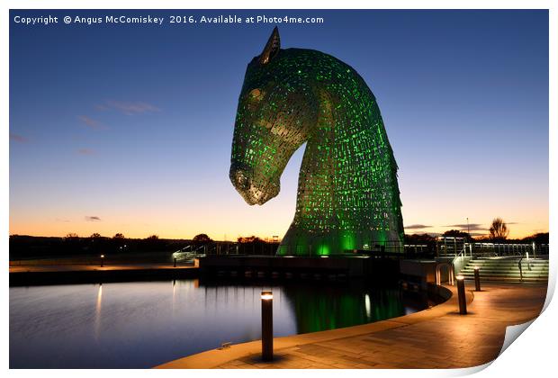 The Kelpies at sunset, Falkirk Print by Angus McComiskey