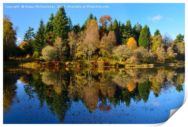 Autumn reflections Penicuik Pond Print by Angus McComiskey