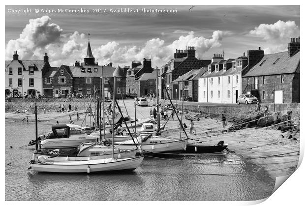 Stonehaven harbour (mono) Print by Angus McComiskey