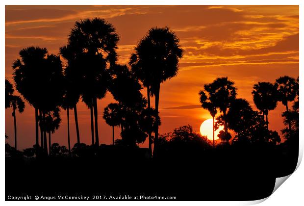 Cambodian sunset Print by Angus McComiskey