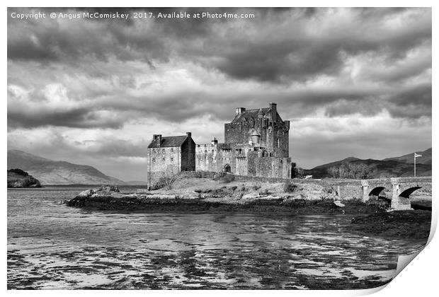 Dramatic sky over Eilean Donan Castle Print by Angus McComiskey
