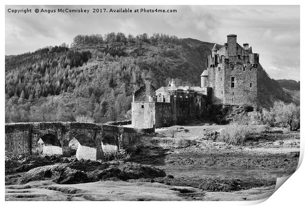 Eilean Donan Castle (mono) Print by Angus McComiskey