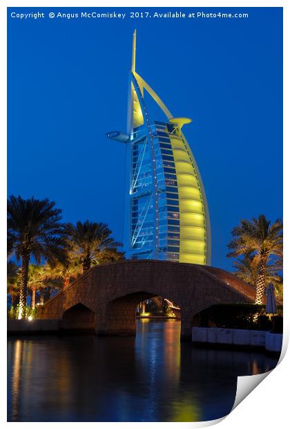 Burj al Arab by night Print by Angus McComiskey