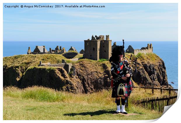 Piper at Dunnottar Castle Print by Angus McComiskey