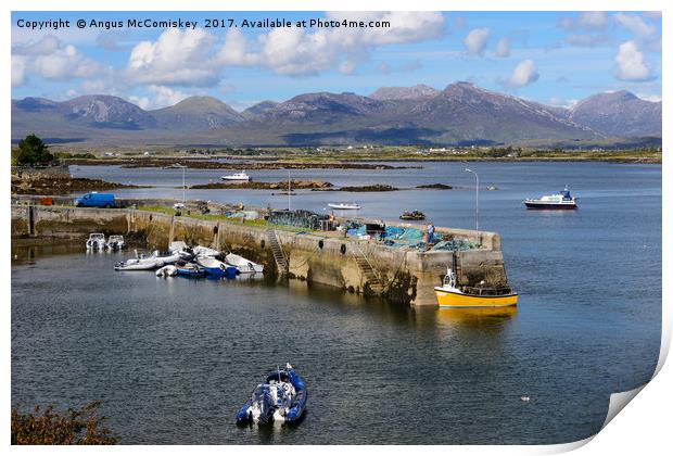 View across Roundstone harbour, County Galway Print by Angus McComiskey