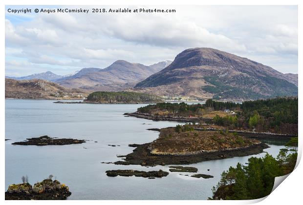 View across Loch Shieldaig to Torridon Mountains Print by Angus McComiskey