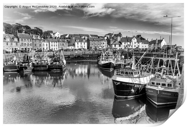 Pittenweem Harbour mono Print by Angus McComiskey