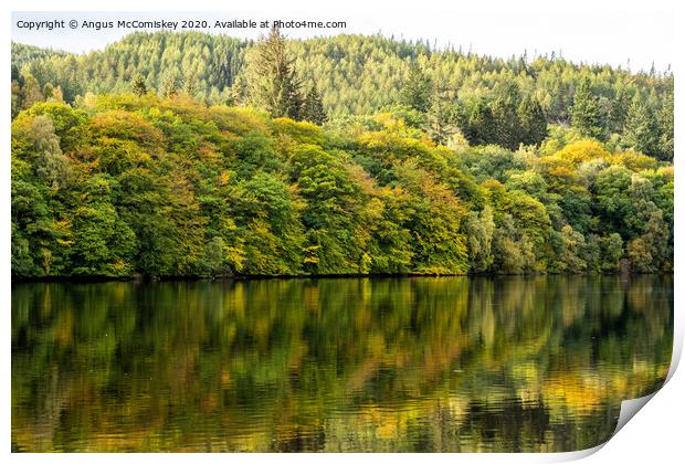 Autumn reflections on Loch Faskally Print by Angus McComiskey