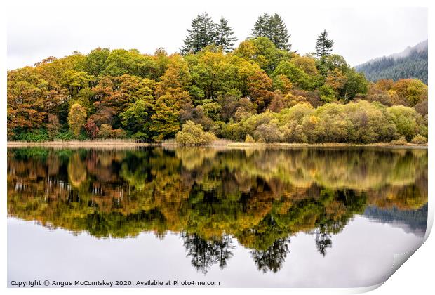Colourful reflections on Loch Chon Print by Angus McComiskey