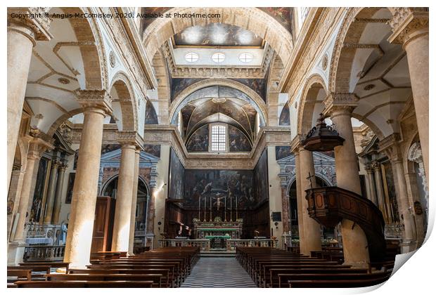 Interior of Gallipoli Cathedral in Puglia, Italy Print by Angus McComiskey