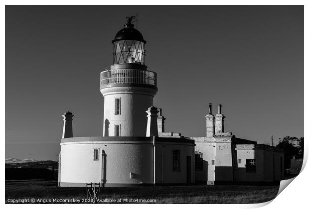 Chanonry Lighthouse mono Print by Angus McComiskey