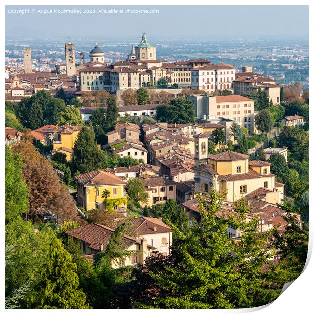 View across Bergamo Citta Alta (upper town) Print by Angus McComiskey