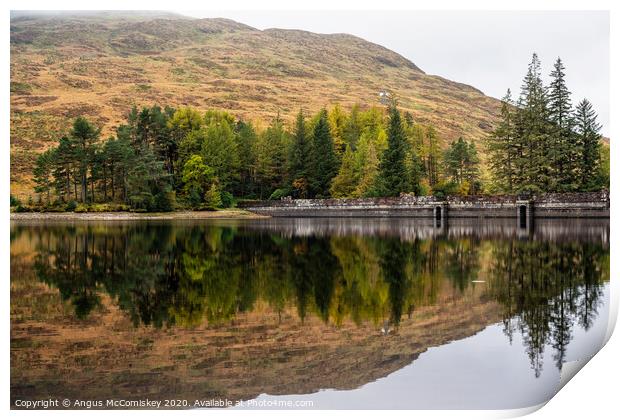 Loch Arklet dam reflections Print by Angus McComiskey