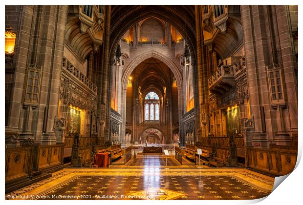 Interior of Liverpool Anglican Cathedral Print by Angus McComiskey