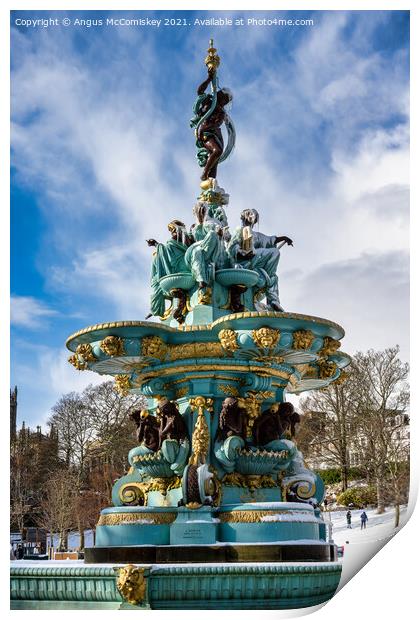 Frozen Ross Fountain in Princes Street Gardens Print by Angus McComiskey