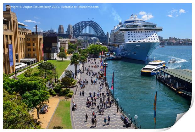 Cruise ship at Circular Quay in Sydney Harbour Print by Angus McComiskey