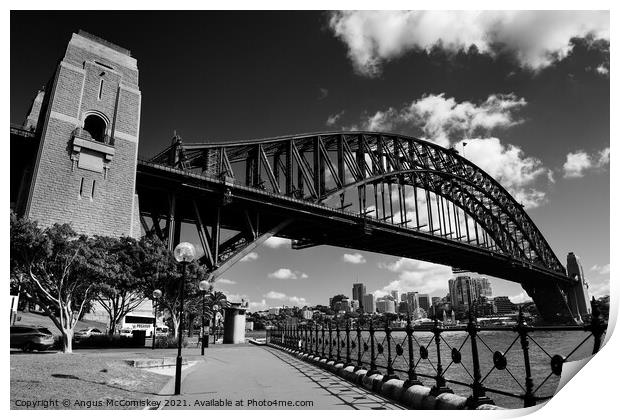 Sydney Harbour Bridge mono Print by Angus McComiskey