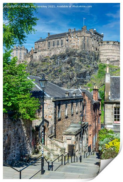 The Vennel and Edinburgh Castle Print by Angus McComiskey