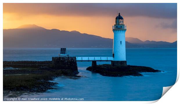 Rubha nan Gall lighthouse on the Isle of Mull, Scotland. Print by Alan Crawford