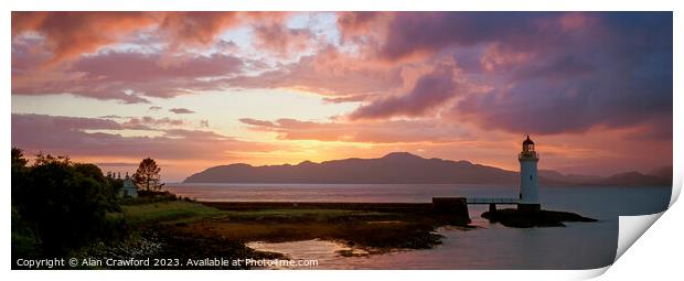 Sunset at the Rubha nan Gall lighthouse, Mull Print by Alan Crawford
